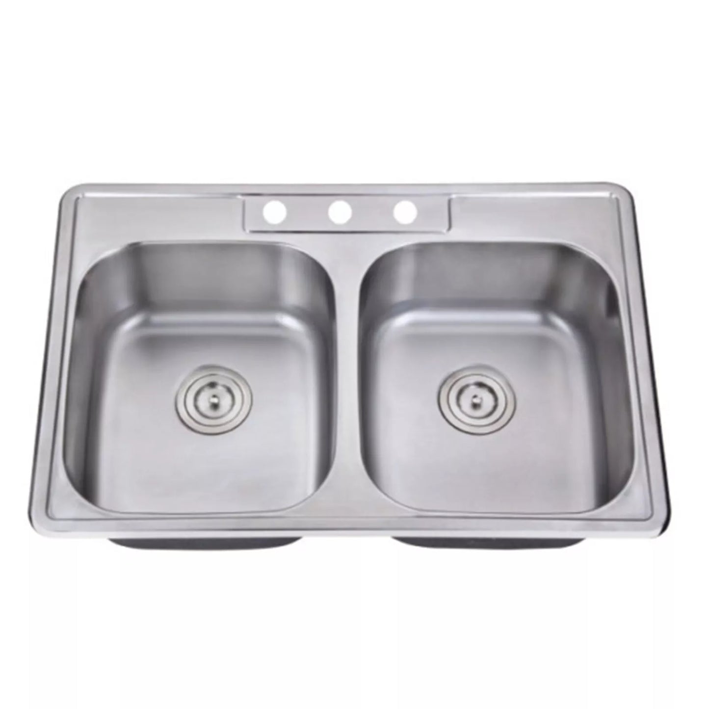 33'' x 22'' Drop In Stainless Steel Kitchen Sink, Top Mounted Deep Sink Double
