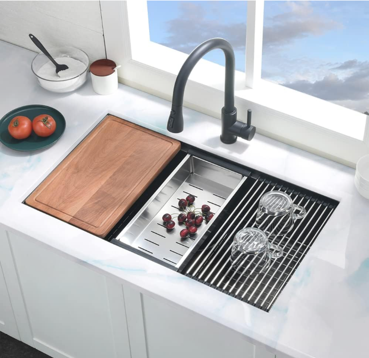 32-inch Undermount Workstation Kitchen Sink Single Bowl (Stainless) DARK GREY