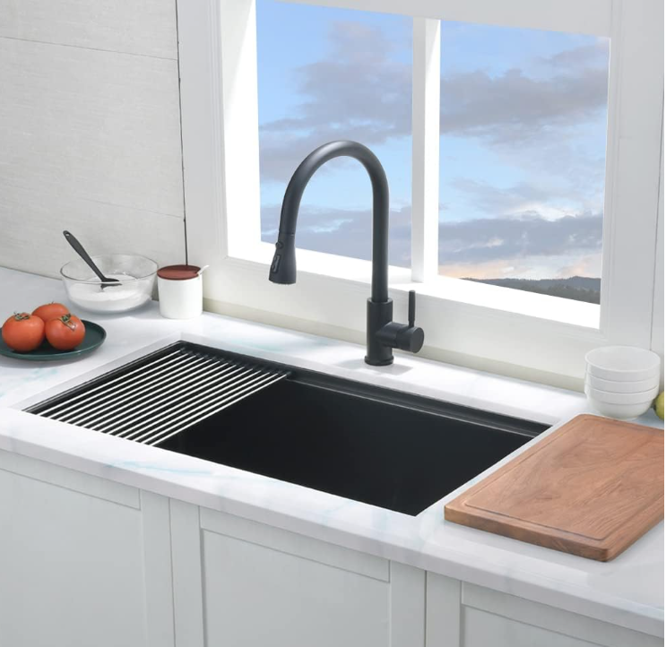 32-inch Undermount Workstation Kitchen Sink Single Bowl (Stainless) DARK GREY