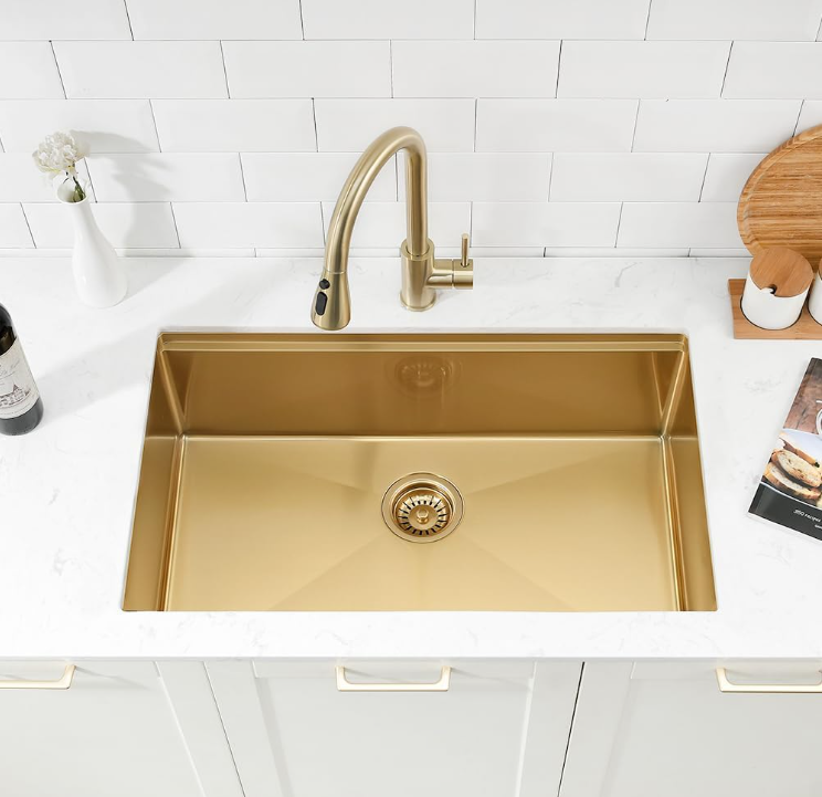 32-inch Undermount Workstation Kitchen Sink Single Bowl (Stainless) (GOLD)