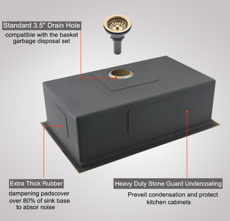 32-inch Undermount Workstation Kitchen Sink Single Bowl (Stainless) (GOLD)