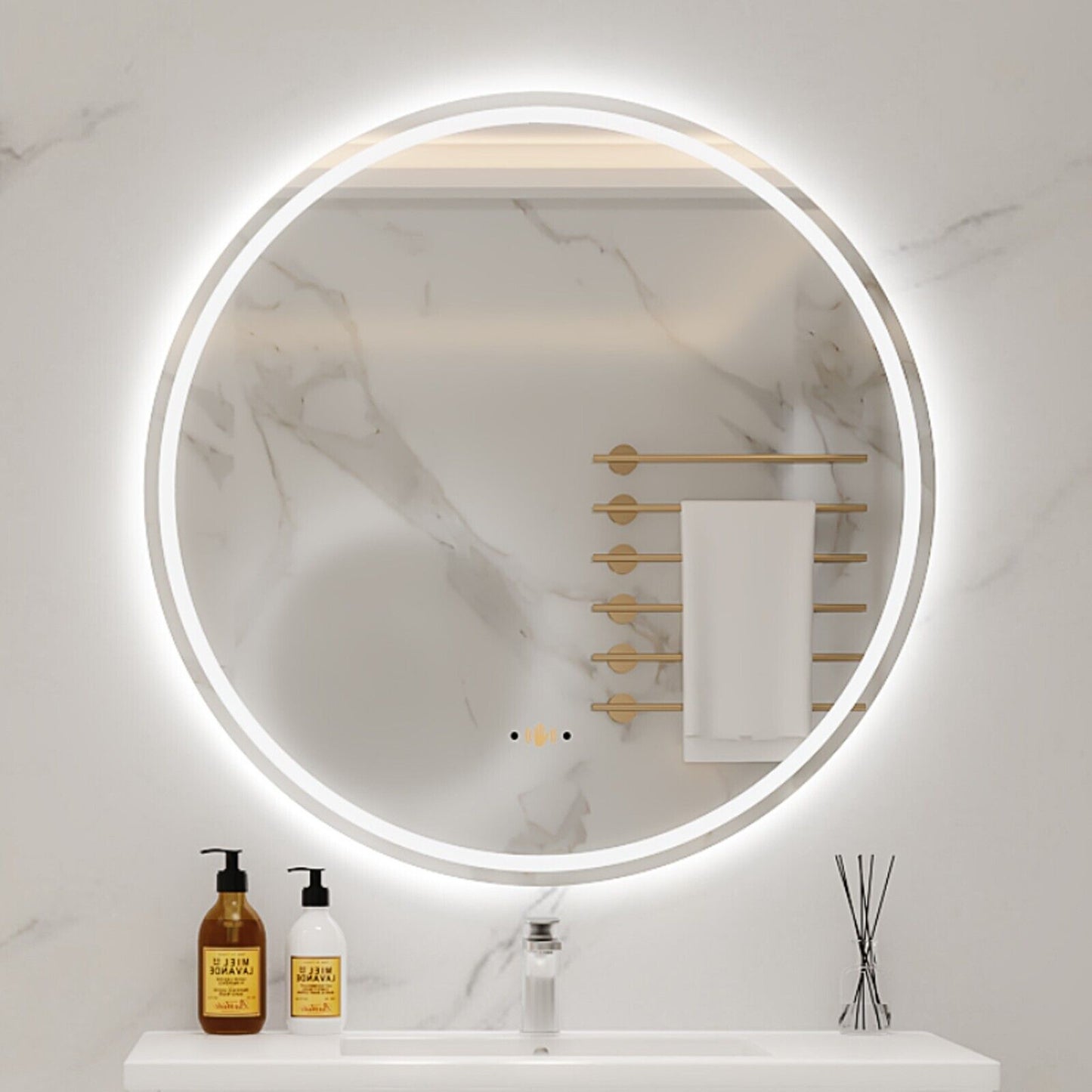 24''/30''/36'' Anti-fog LED Mirror for Bathroom, Round Smart Lighted Mirror