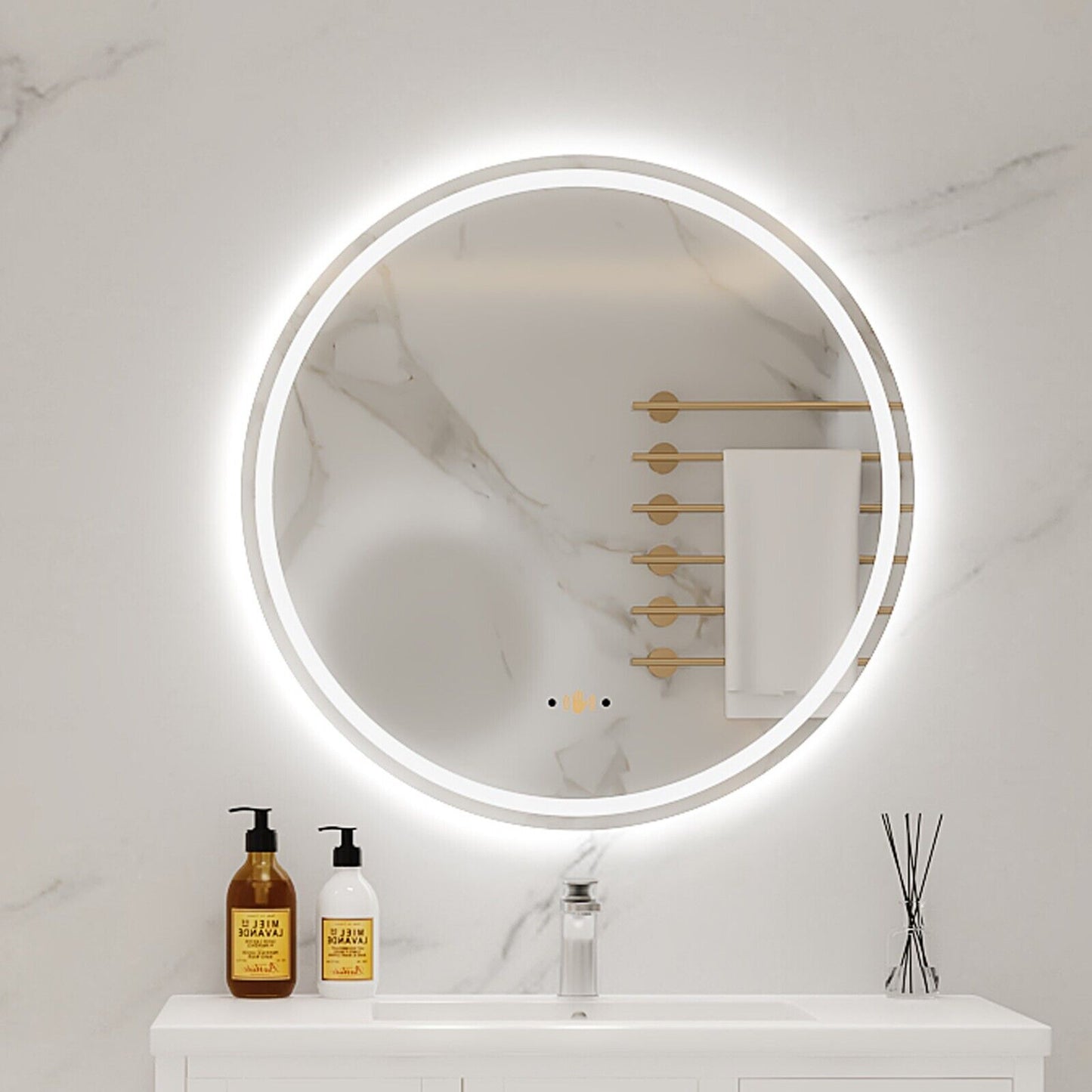 24''/30''/36'' Anti-fog LED Mirror for Bathroom, Round Smart Lighted Mirror