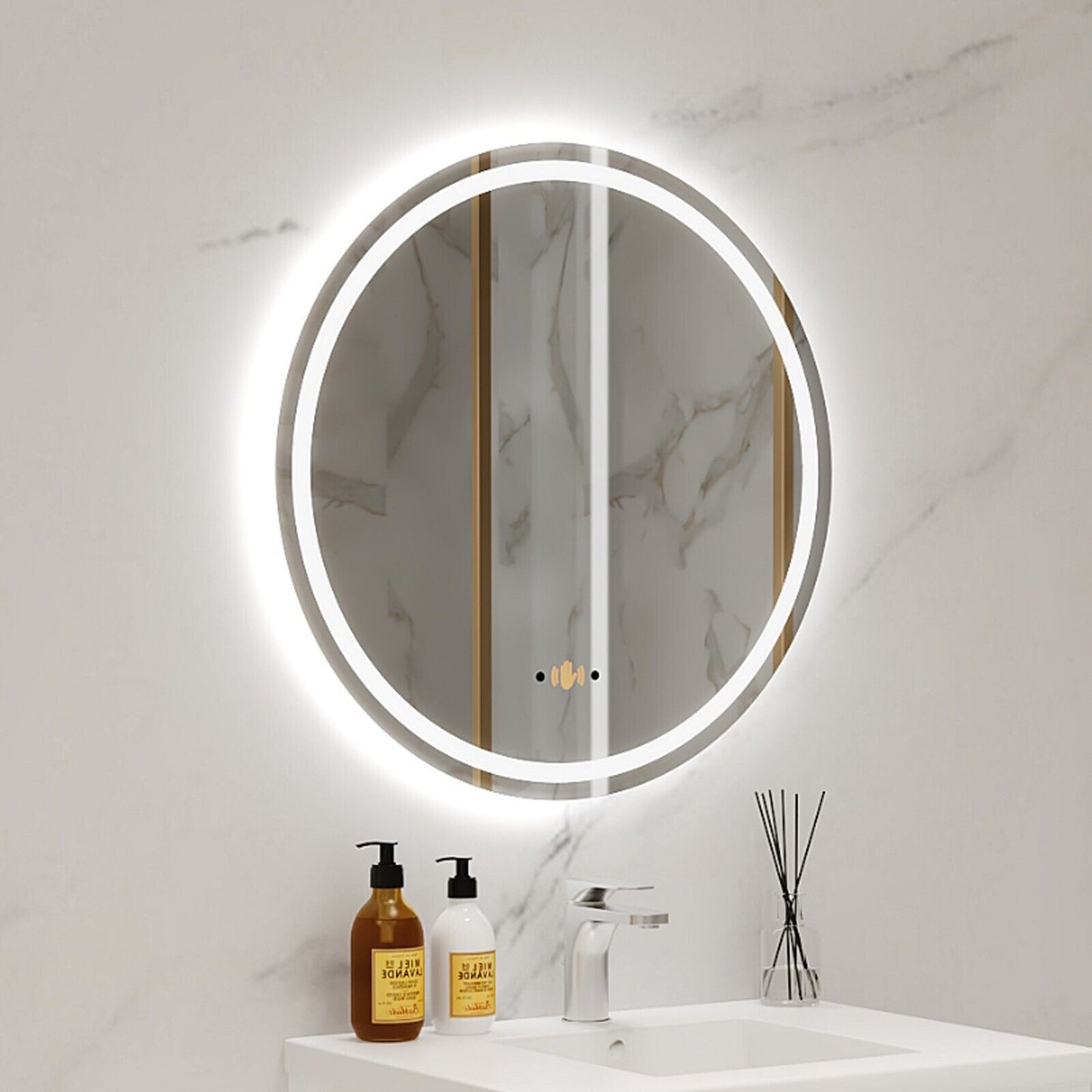 24''/30''/36'' Anti-fog LED Mirror for Bathroom, Round Smart Lighted Mirror