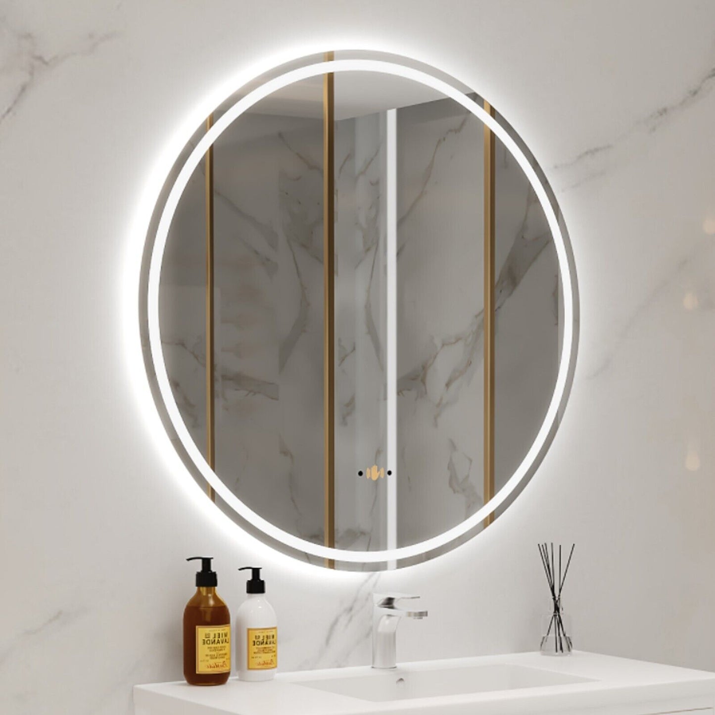 24''/30''/36'' Anti-fog LED Mirror for Bathroom, Round Smart Lighted Mirror