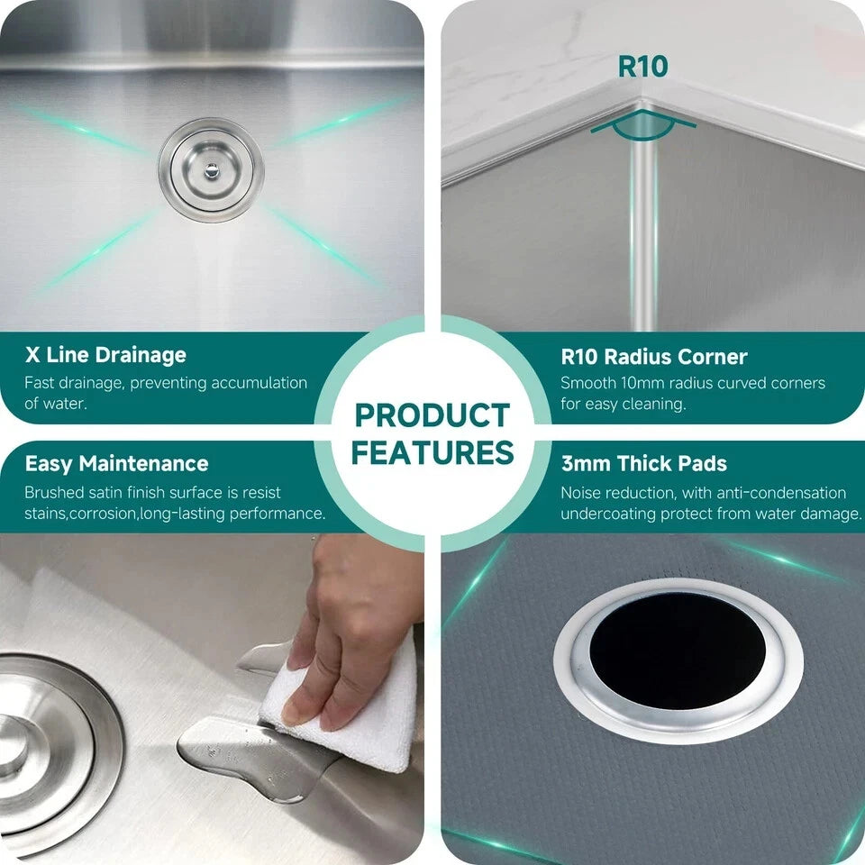 32-Inch Stainless Steel Double Bowl Kitchen Sink – 50/50 Undermount/Top Mount