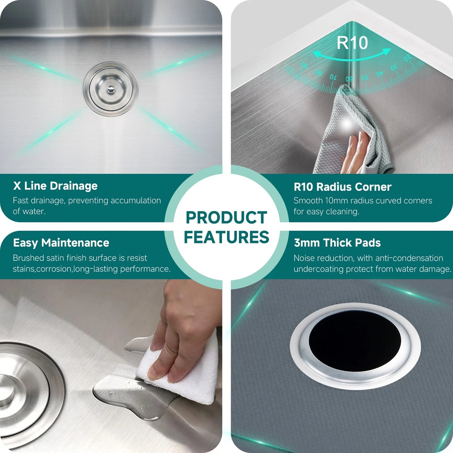 30” x 18” Undermount Kitchen Sink – Single Bowl, Premium Stainless Steel