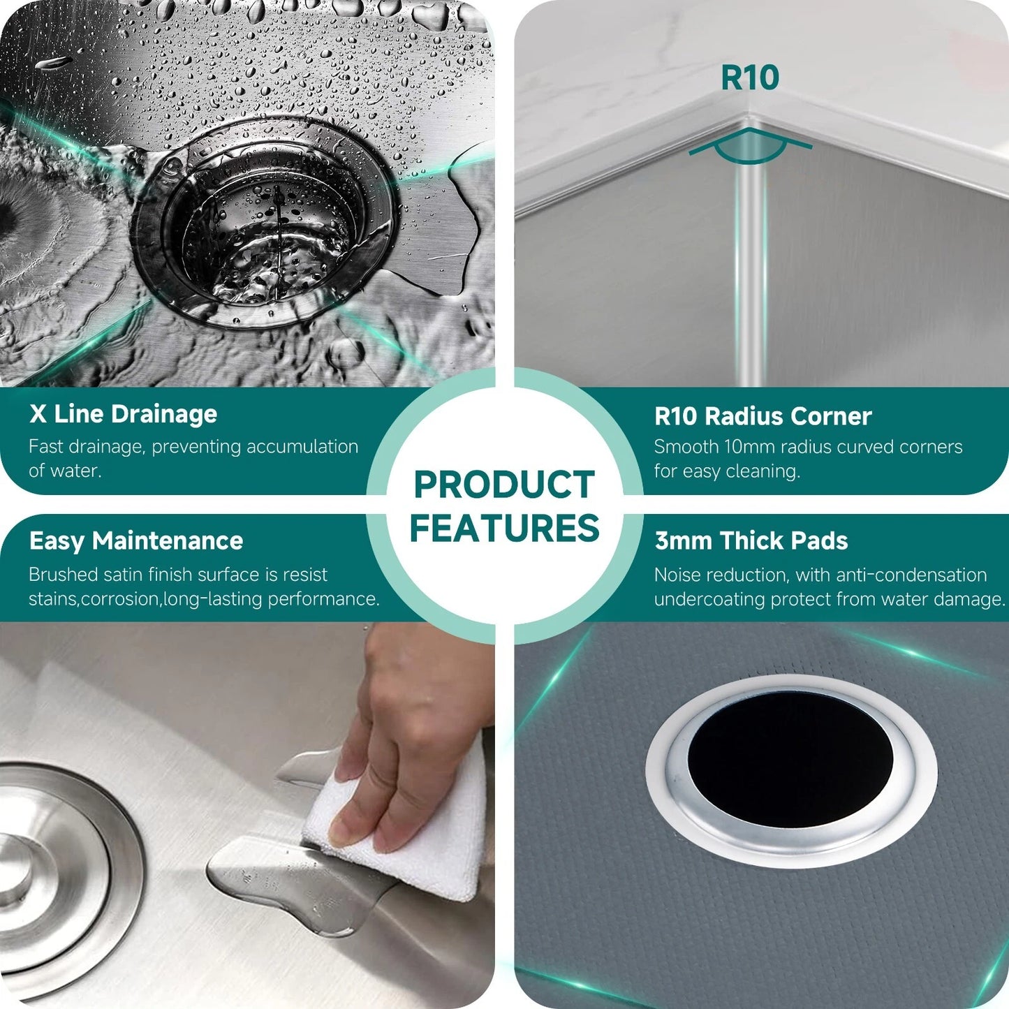 Drop-In Kitchen Sink, 25x22 Topmount Sink Deep Bowl Stainless Steel with One Hole (Handmade)