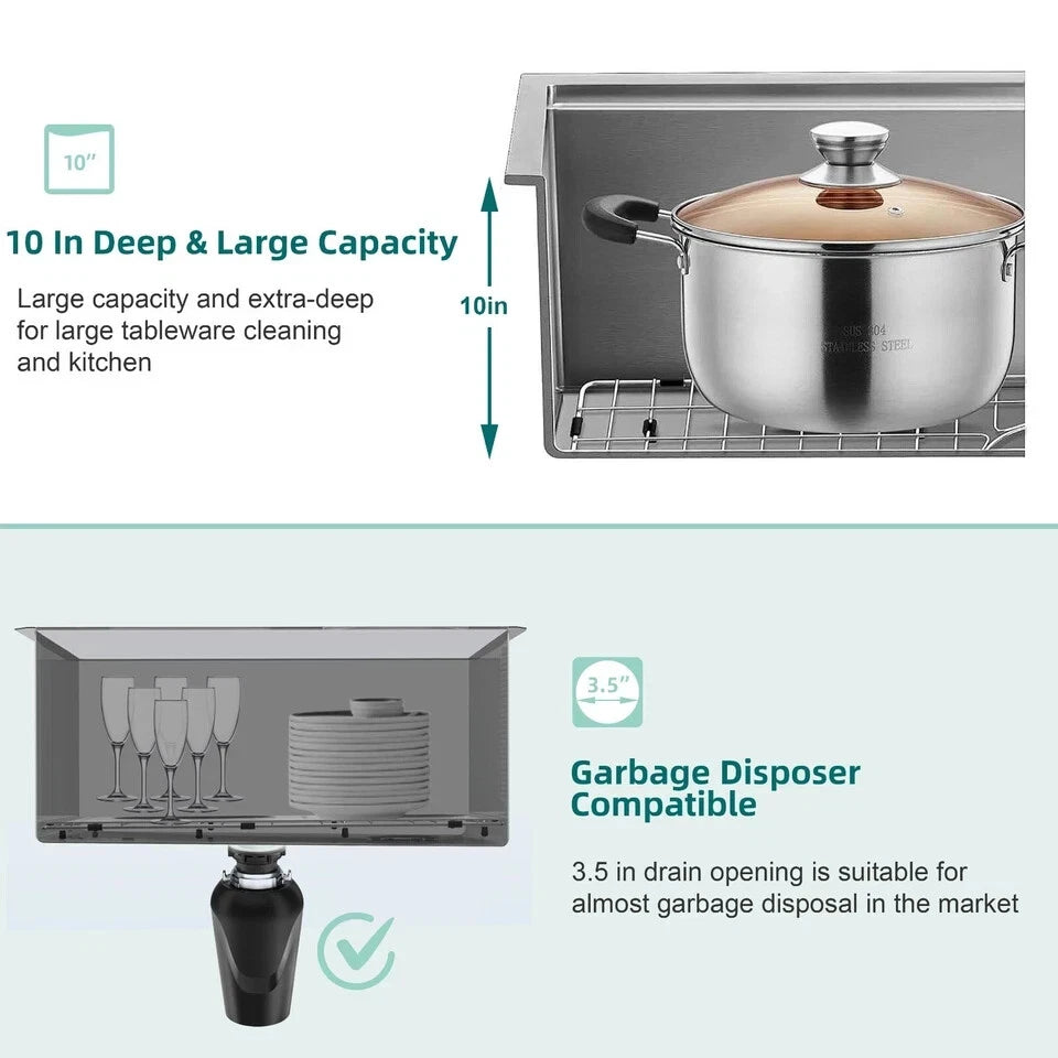 32-Inch Stainless Steel Double Bowl Kitchen Sink – 50/50 Undermount/Top Mount