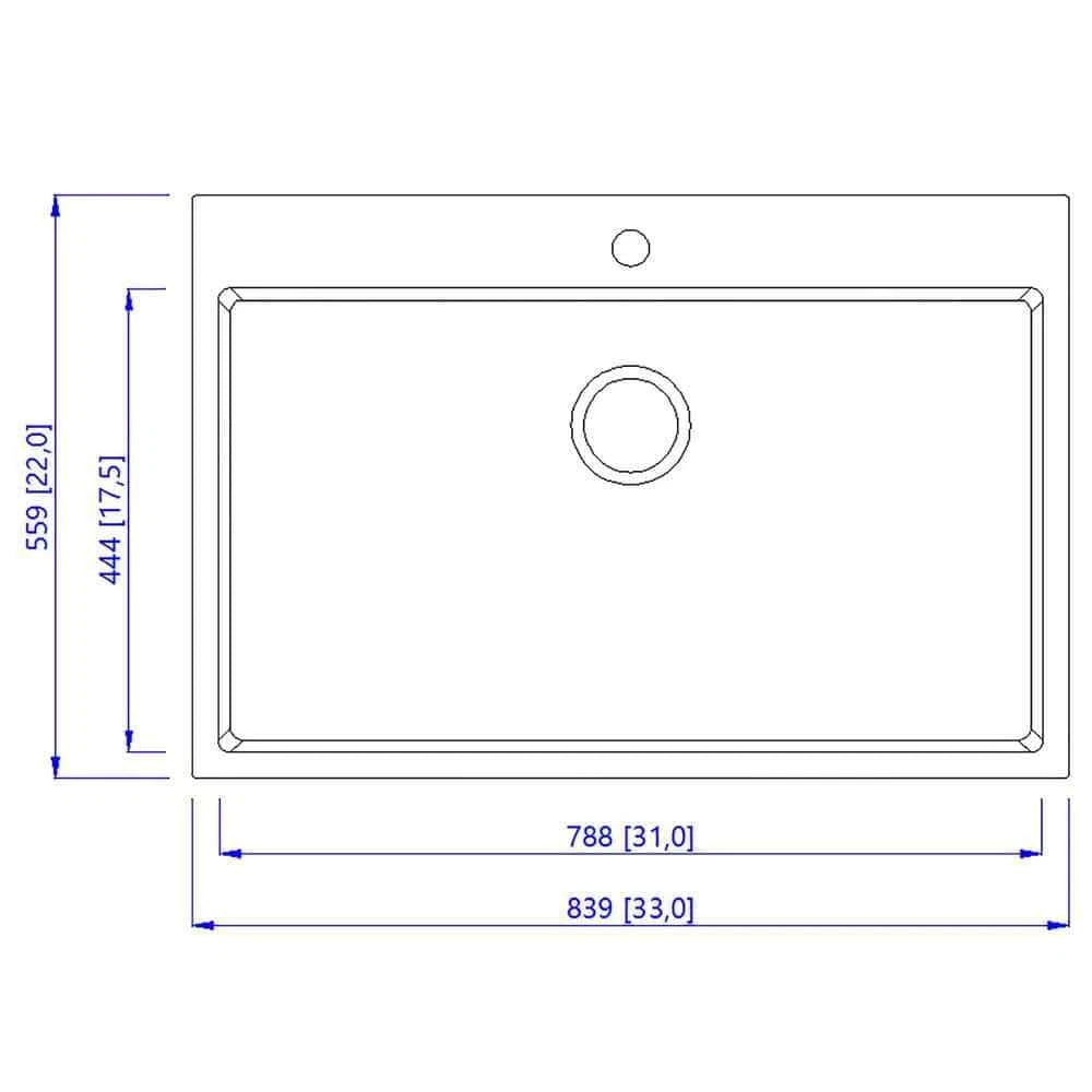 Handcrafted 33 in. x 22 in. x 9 in. Stainless Steel Drop-In Single Bowl Sink Kit with 1 Pre-Drilled Hole