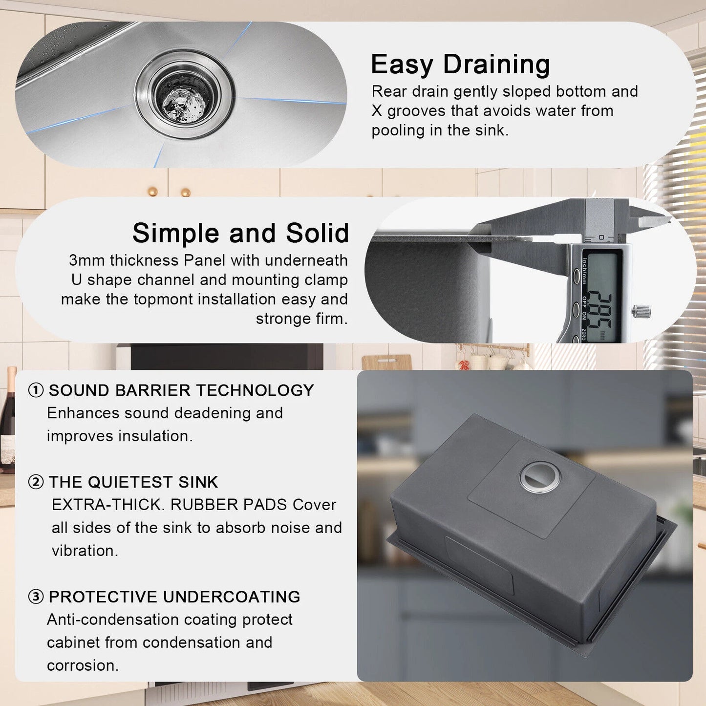 Handcrafted 33 in. x 22 in. x 9 in. Stainless Steel Drop-In Single Bowl Sink Kit with 1 Pre-Drilled Hole