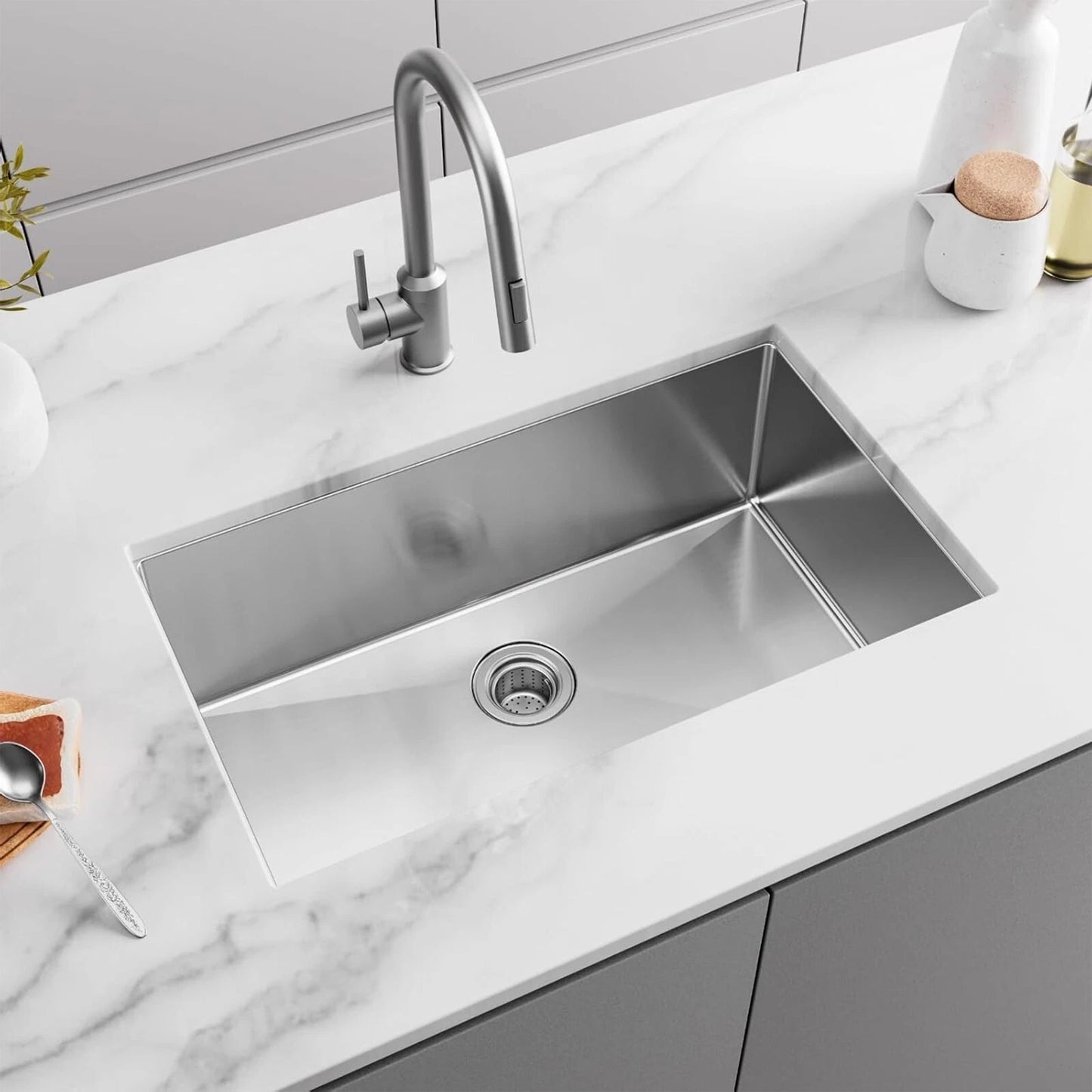 30” x 18” Undermount Kitchen Sink – Single Bowl, Premium Stainless Steel