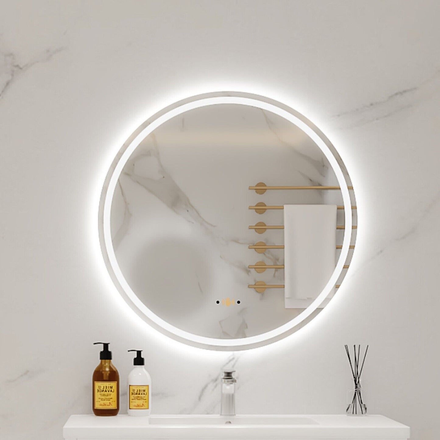 24''/30''/36'' Anti-fog LED Mirror for Bathroom, Round Smart Lighted Mirror
