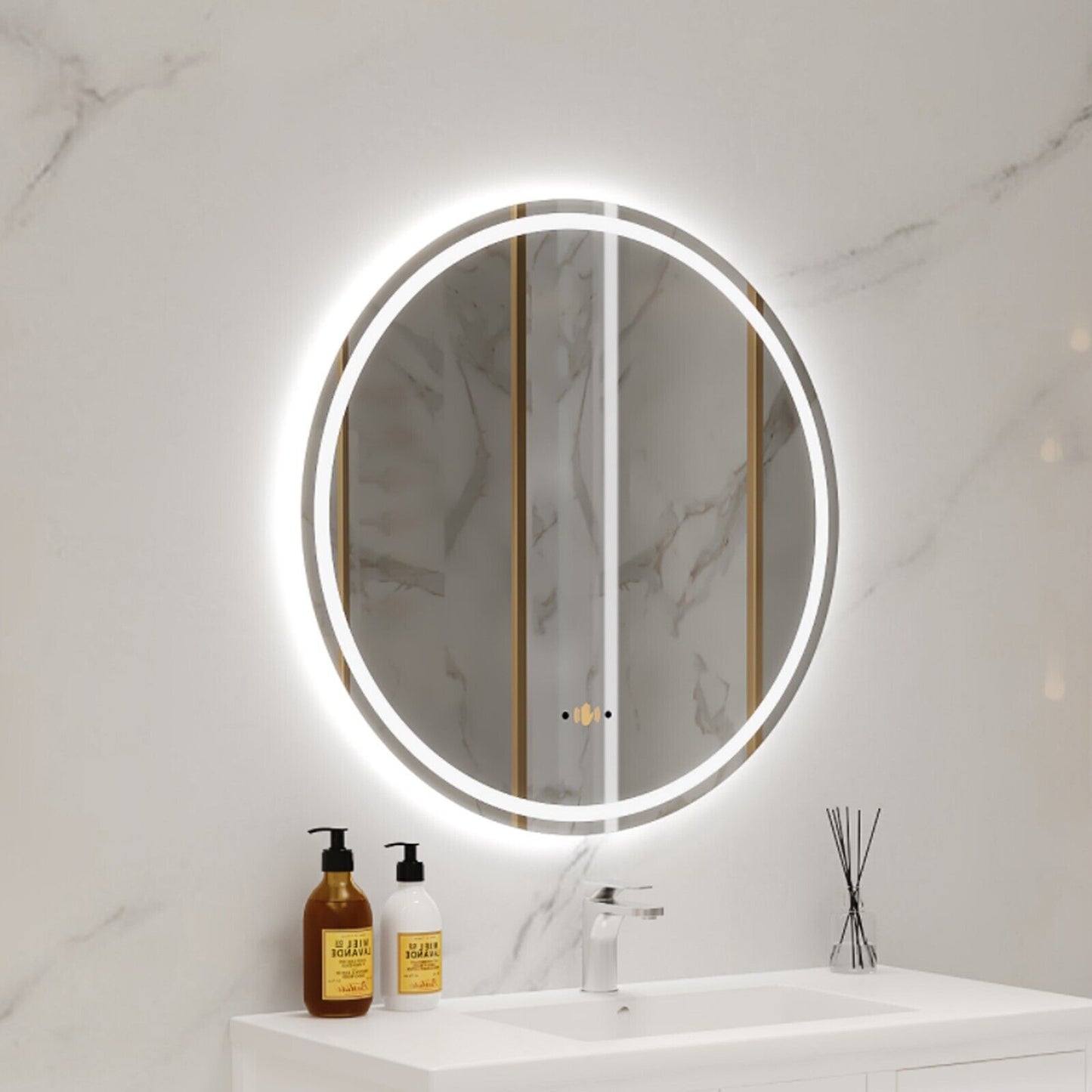 24''/30''/36'' Anti-fog LED Mirror for Bathroom, Round Smart Lighted Mirror