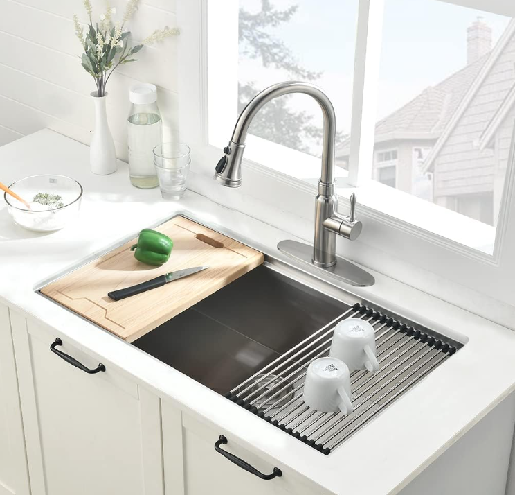 32-inch Undermount Workstation Kitchen Sink Single Bowl (Stainless)