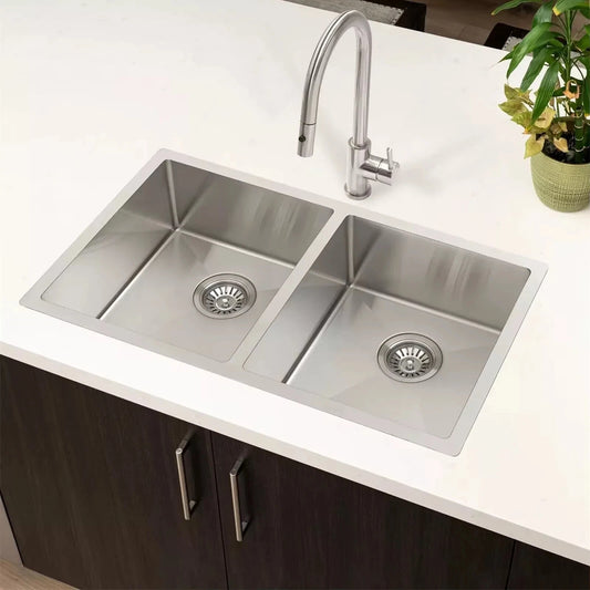 32-Inch Stainless Steel Double Bowl Kitchen Sink – 50/50 Undermount/Top Mount