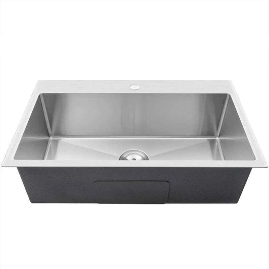 Handcrafted 33 in. x 22 in. x 9 in. Stainless Steel Drop-In Single Bowl Sink Kit with 1 Pre-Drilled Hole